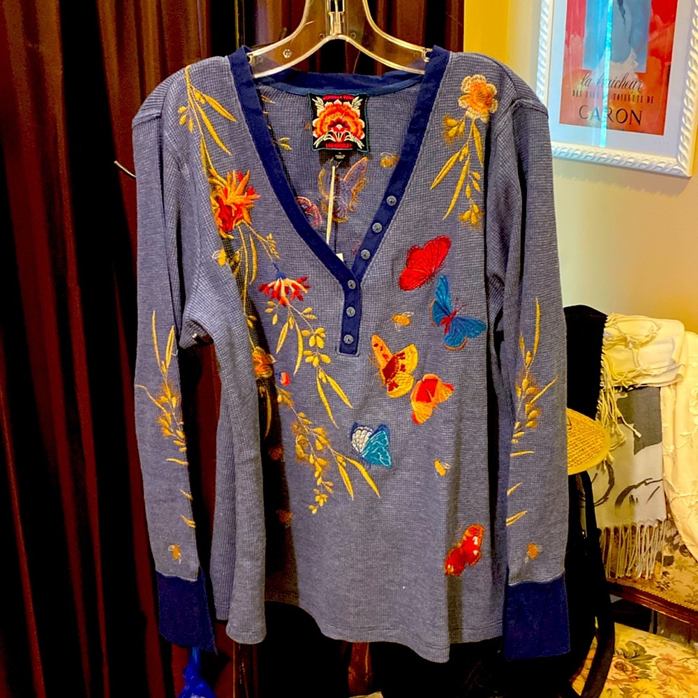 NWT Johnny Was Thermal Aria V-Neck Top